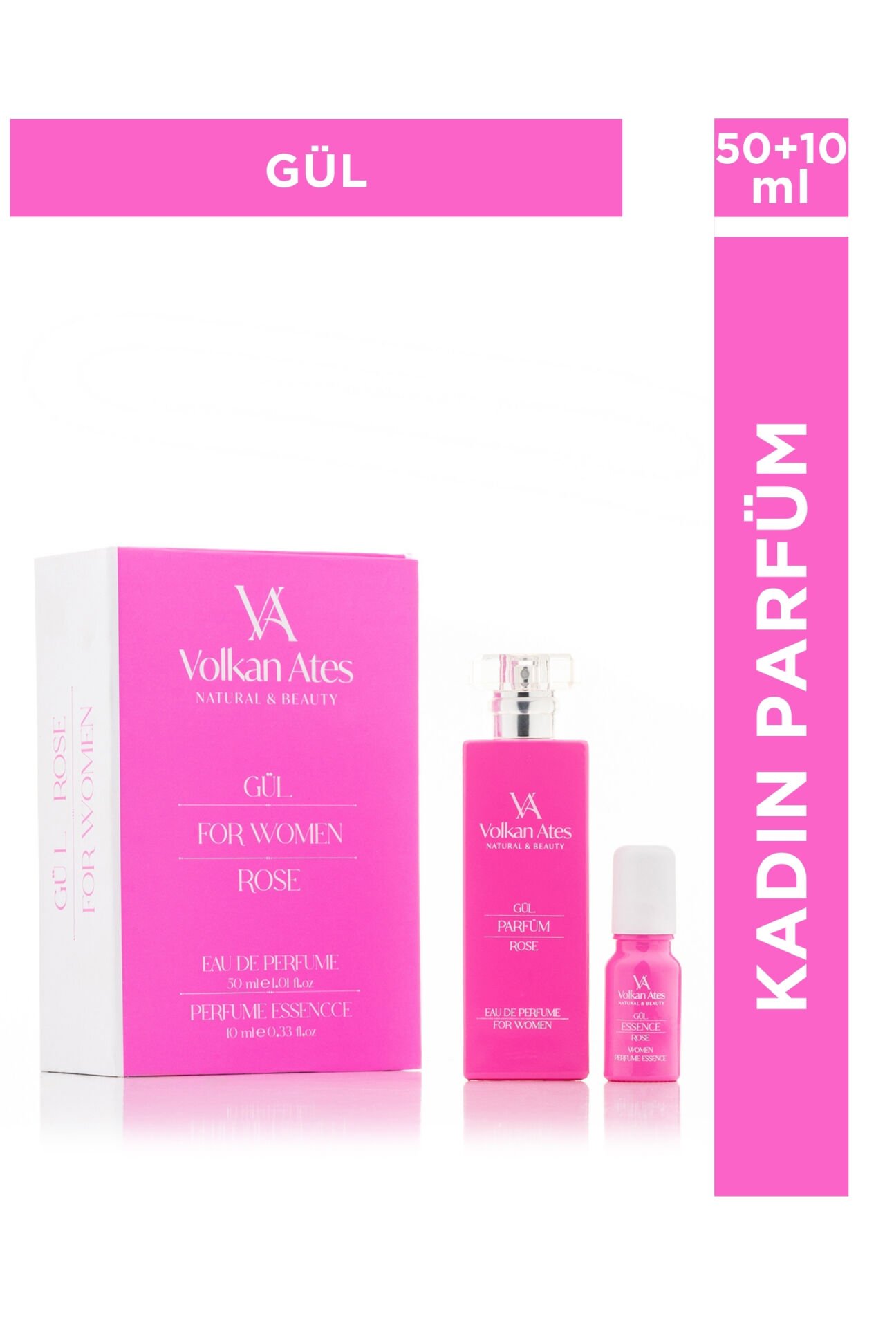 Volkan Ates Natural & Beauty Gül Parfüm & Esans Set 50 ml + 10 ml