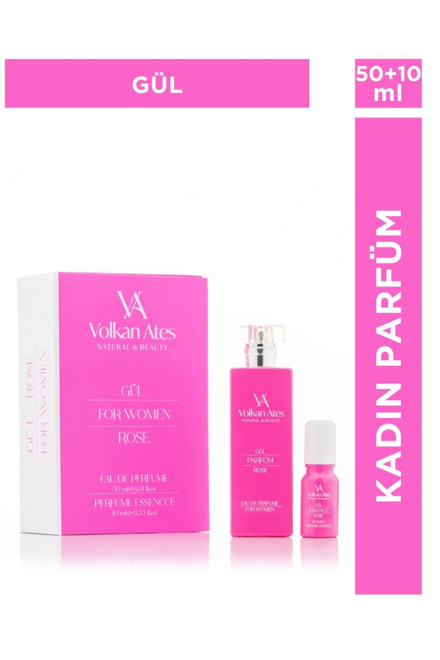 Volkan Ates Natural & Beauty Gül Parfüm & Esans Set 50 ml + 10 ml