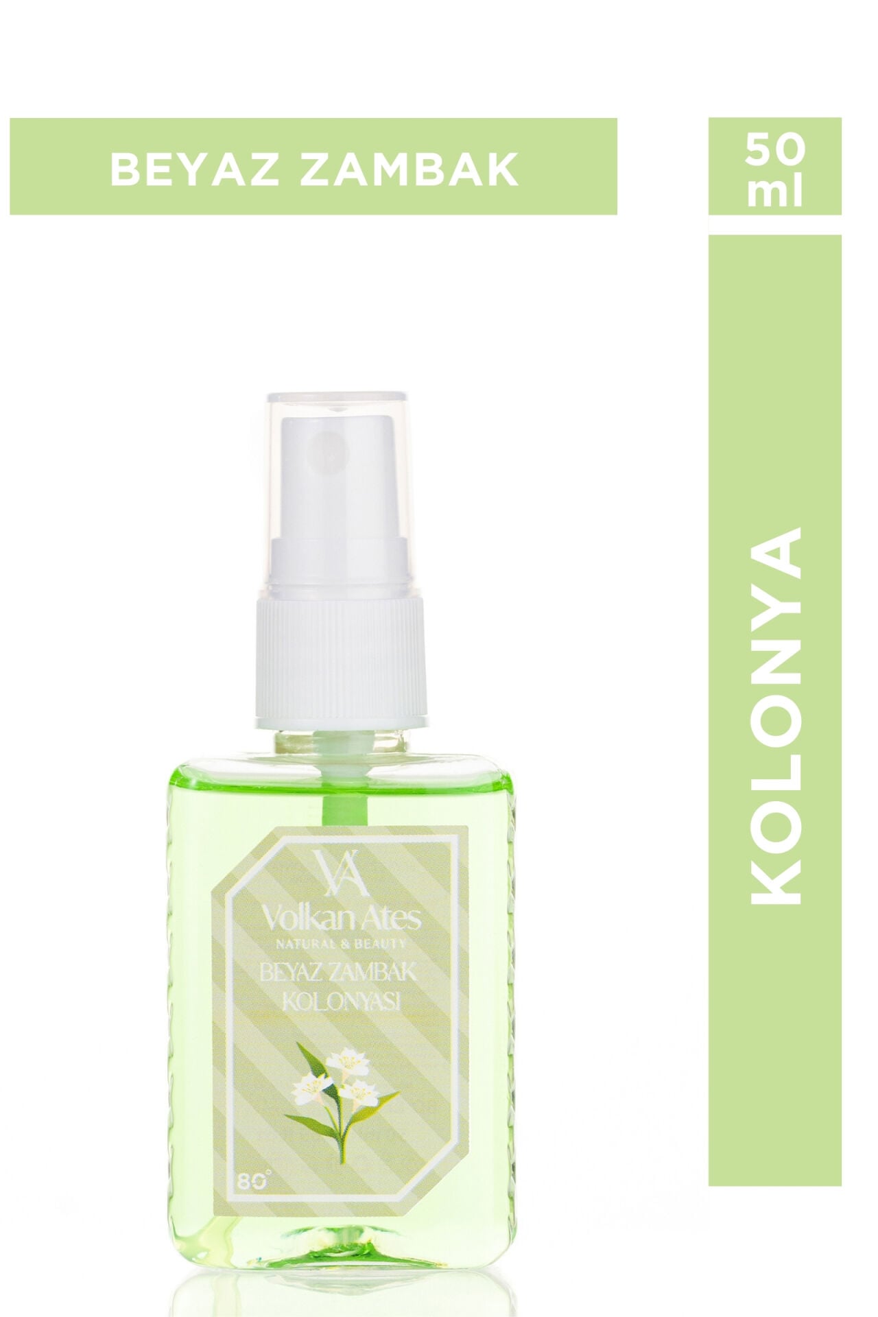Volkan Ates Natural & Beauty Parfümlü Kolonya - Beyaz Zambak 50 ml