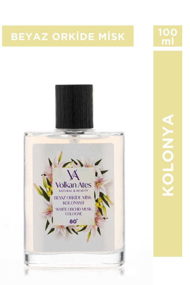Volkan Ates Natural & Beauty Beyaz Orkide Misk Kolonyası Cam Şişe 100 ml