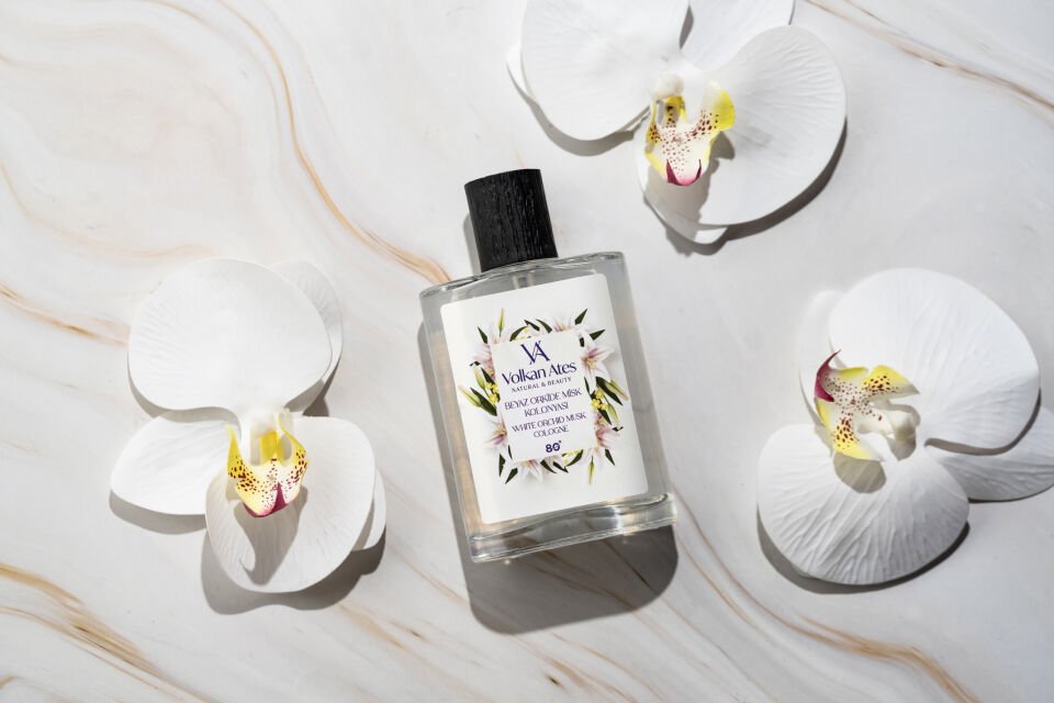 Volkan Ates Natural & Beauty Beyaz Orkide Misk Kolonyası Cam Şişe 100 ml