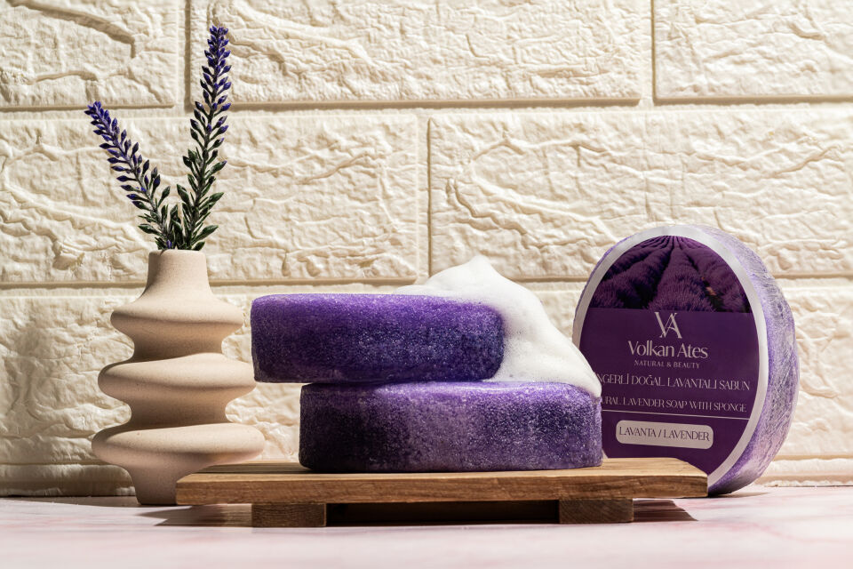 Volkan Ates Natural & Beauty Lavanta Yağlı Süngerli Doğal Sabun 150 gr