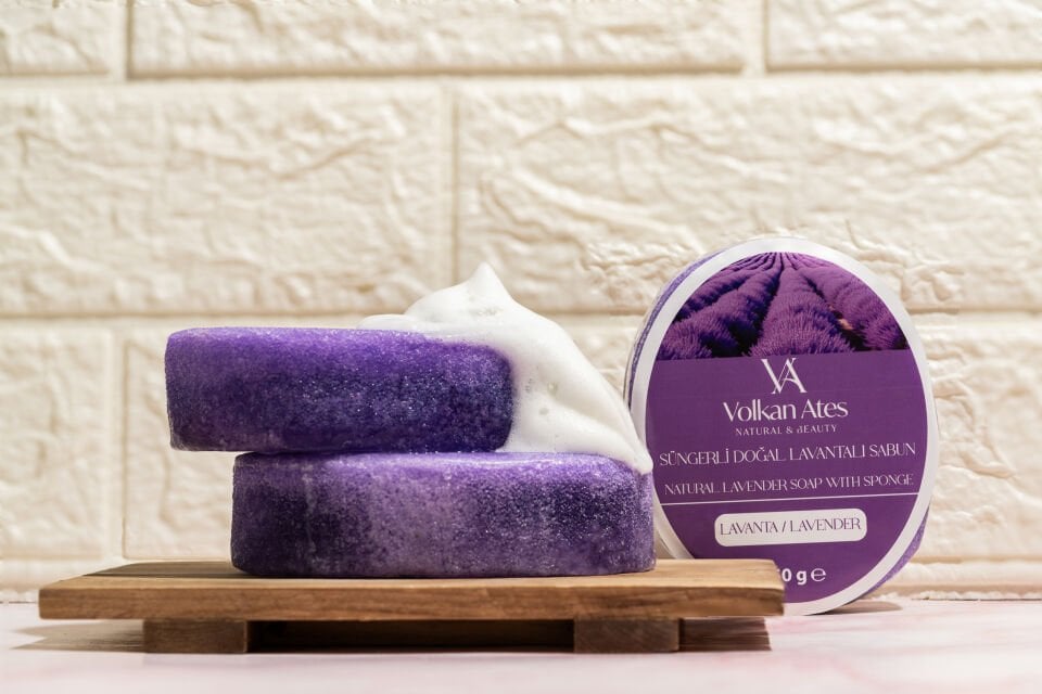 Volkan Ates Natural & Beauty Lavanta Yağlı Süngerli Doğal Sabun 150 gr