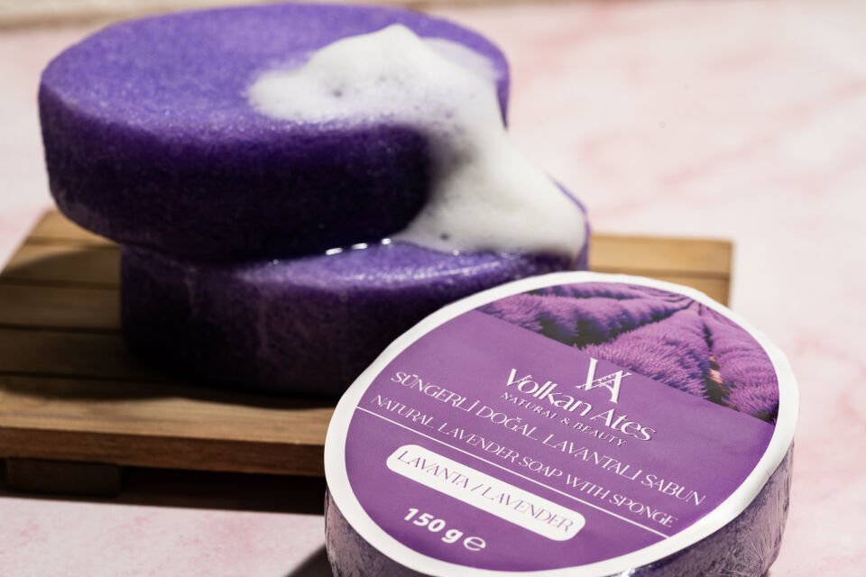 Volkan Ates Natural & Beauty Lavanta Yağlı Süngerli Doğal Sabun 150 gr