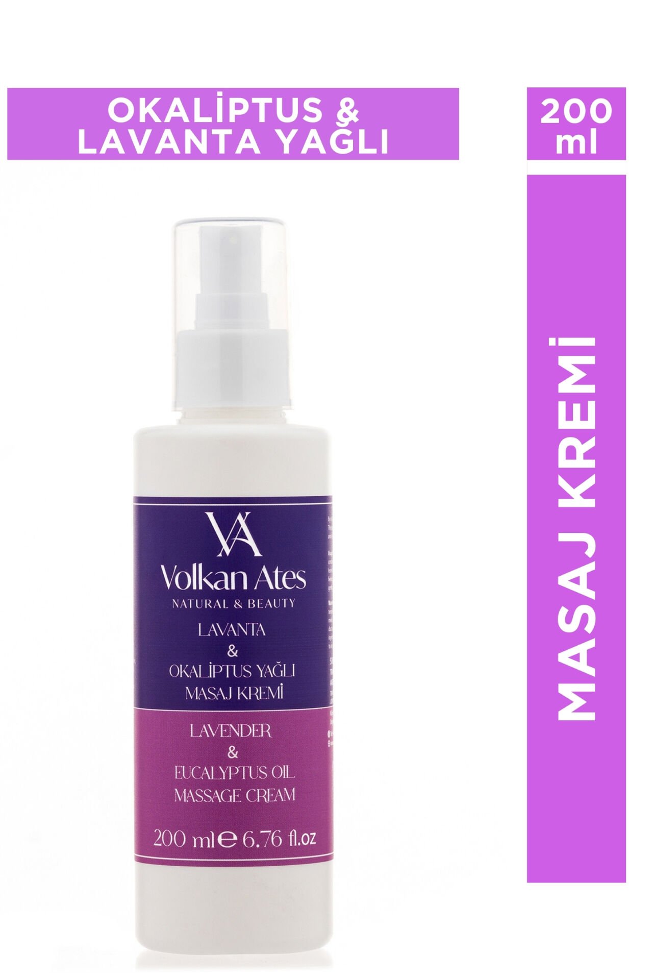 Volkan Ates Natural & Beauty Lavanta & Okaliptus Yağlı Masaj Kremi 200 ml