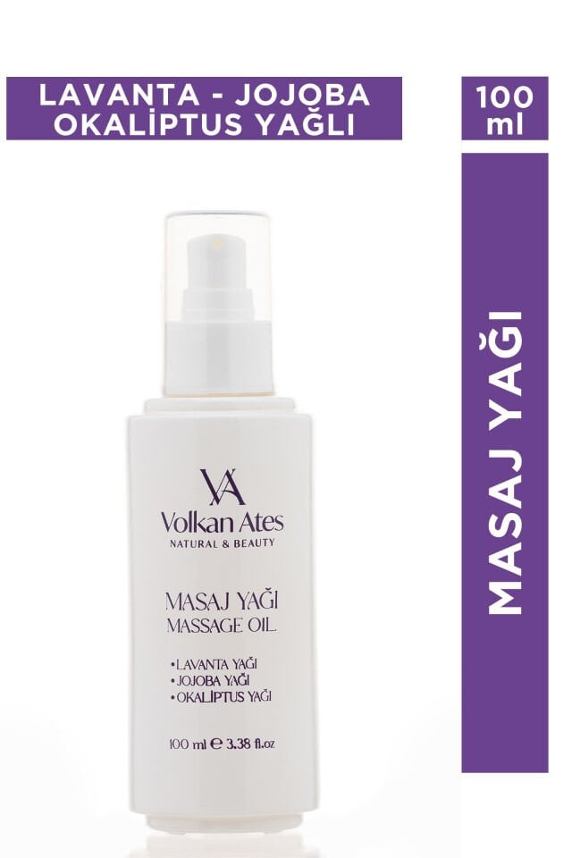 Volkan Ates Natural & Beauty Lavanta & Jojoba & Okaliptus Masaj Yağı Cam Şişe 100 ML