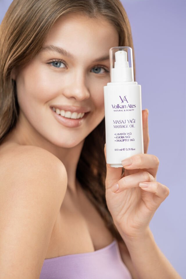Volkan Ates Natural & Beauty Lavanta & Jojoba & Okaliptus Masaj Yağı Cam Şişe 100 ML