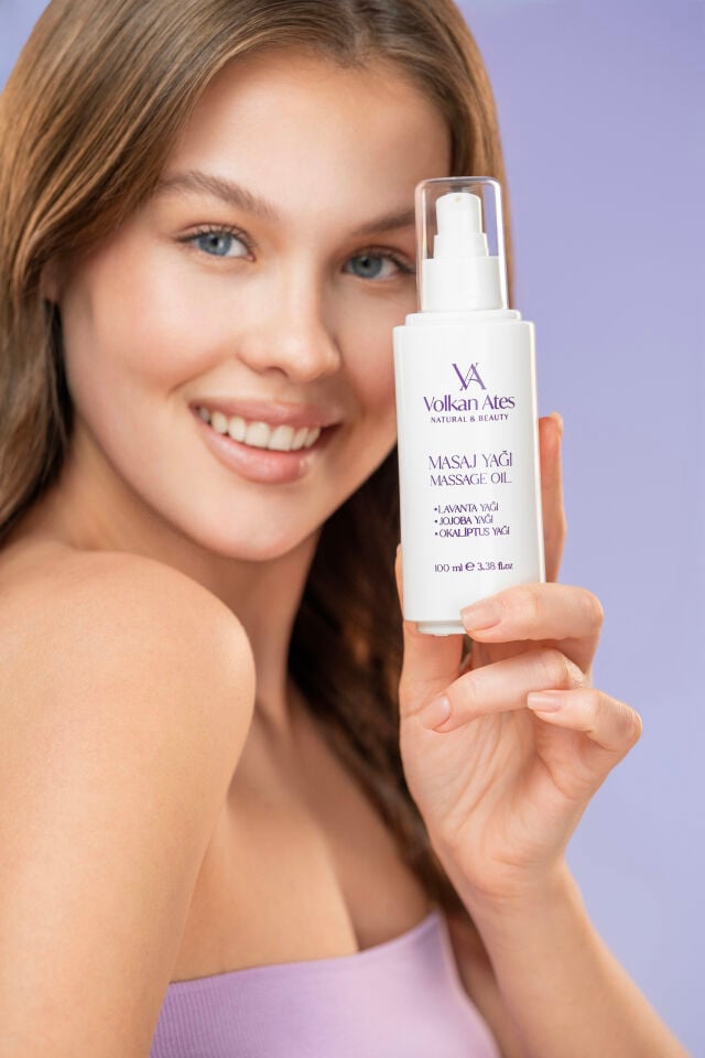 Volkan Ates Natural & Beauty Lavanta & Jojoba & Okaliptus Masaj Yağı Cam Şişe 100 ML