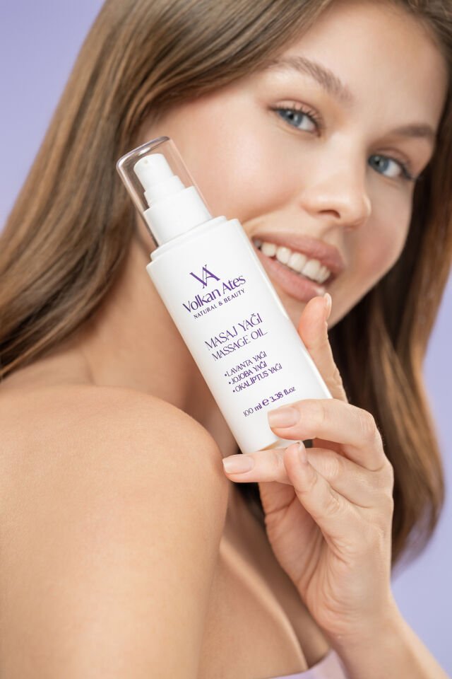 Volkan Ates Natural & Beauty Lavanta & Jojoba & Okaliptus Masaj Yağı Cam Şişe 100 ML