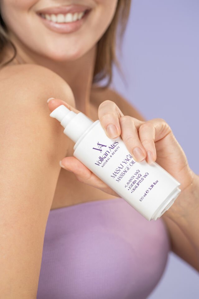 Volkan Ates Natural & Beauty Lavanta & Jojoba & Okaliptus Masaj Yağı Cam Şişe 100 ML