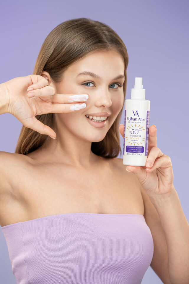 Volkan Ates Natural & Beauty Lavanta Yağlı Leke Karşıtı Güneş Kremi 50 SPF 200 ml