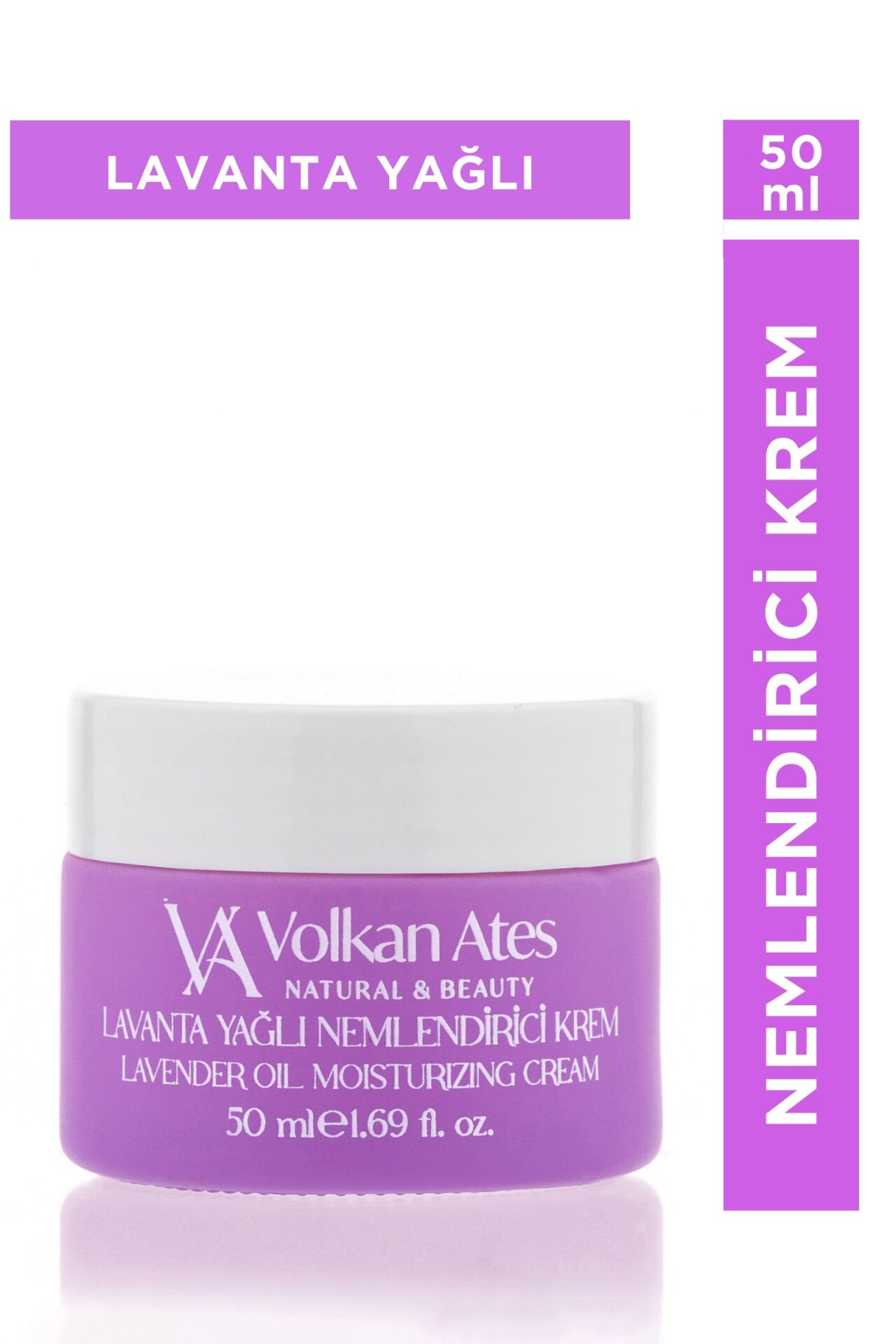 Volkan Ates Natural & Beauty Lavanta Yağlı Nemlendirici Krem Cam Kavanoz 50 ml