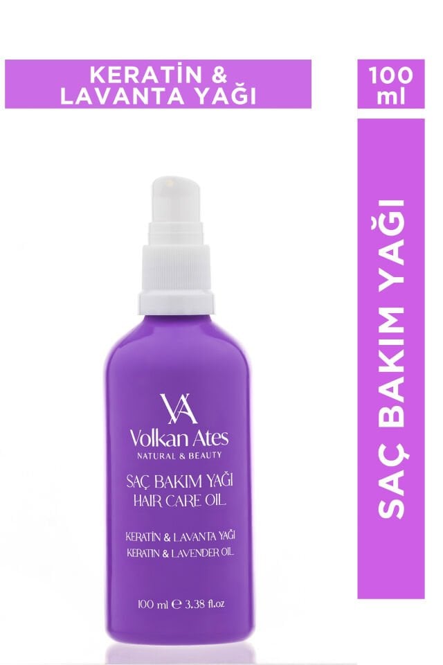 Volkan Ates Natural & Beauty Lavanta Yağlı & Keratinli Saç Bakım Yağı Cam Şişe 100 ml