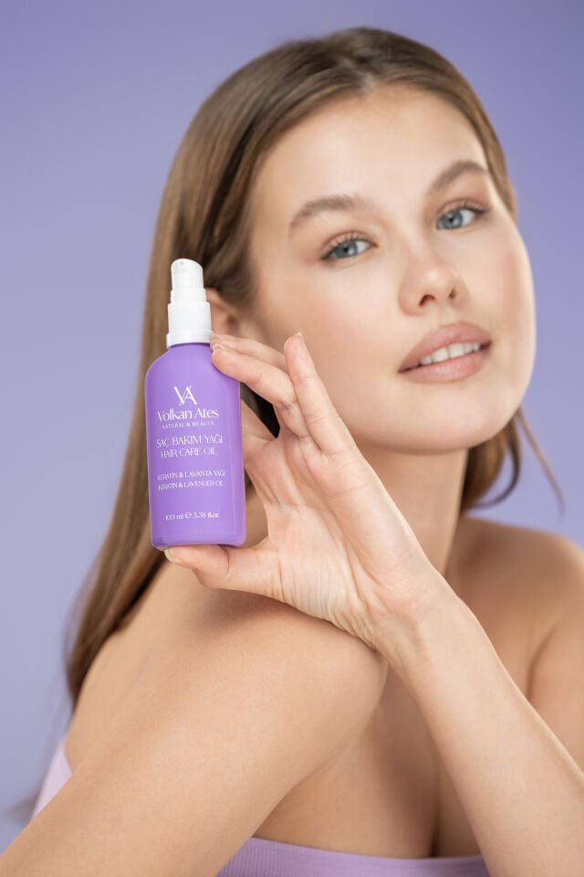 Volkan Ates Natural & Beauty Lavanta Yağlı & Keratinli Saç Bakım Yağı Cam Şişe 100 ml