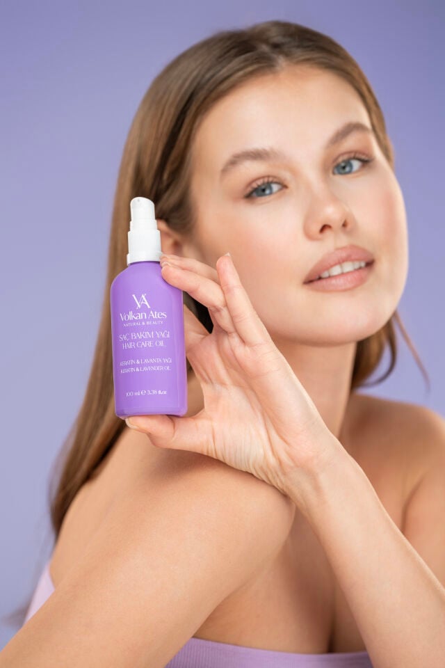 Volkan Ates Natural & Beauty Lavanta Yağlı & Keratinli Saç Bakım Yağı Cam Şişe 100 ml