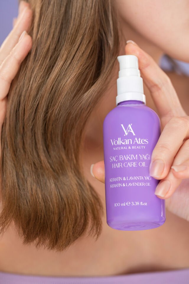 Volkan Ates Natural & Beauty Lavanta Yağlı & Keratinli Saç Bakım Yağı Cam Şişe 100 ml