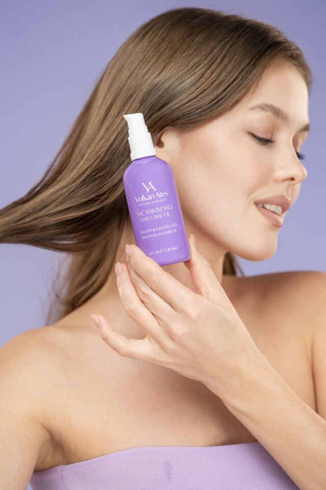 Volkan Ates Natural & Beauty Lavanta Yağlı & Keratinli Saç Bakım Yağı Cam Şişe 100 ml