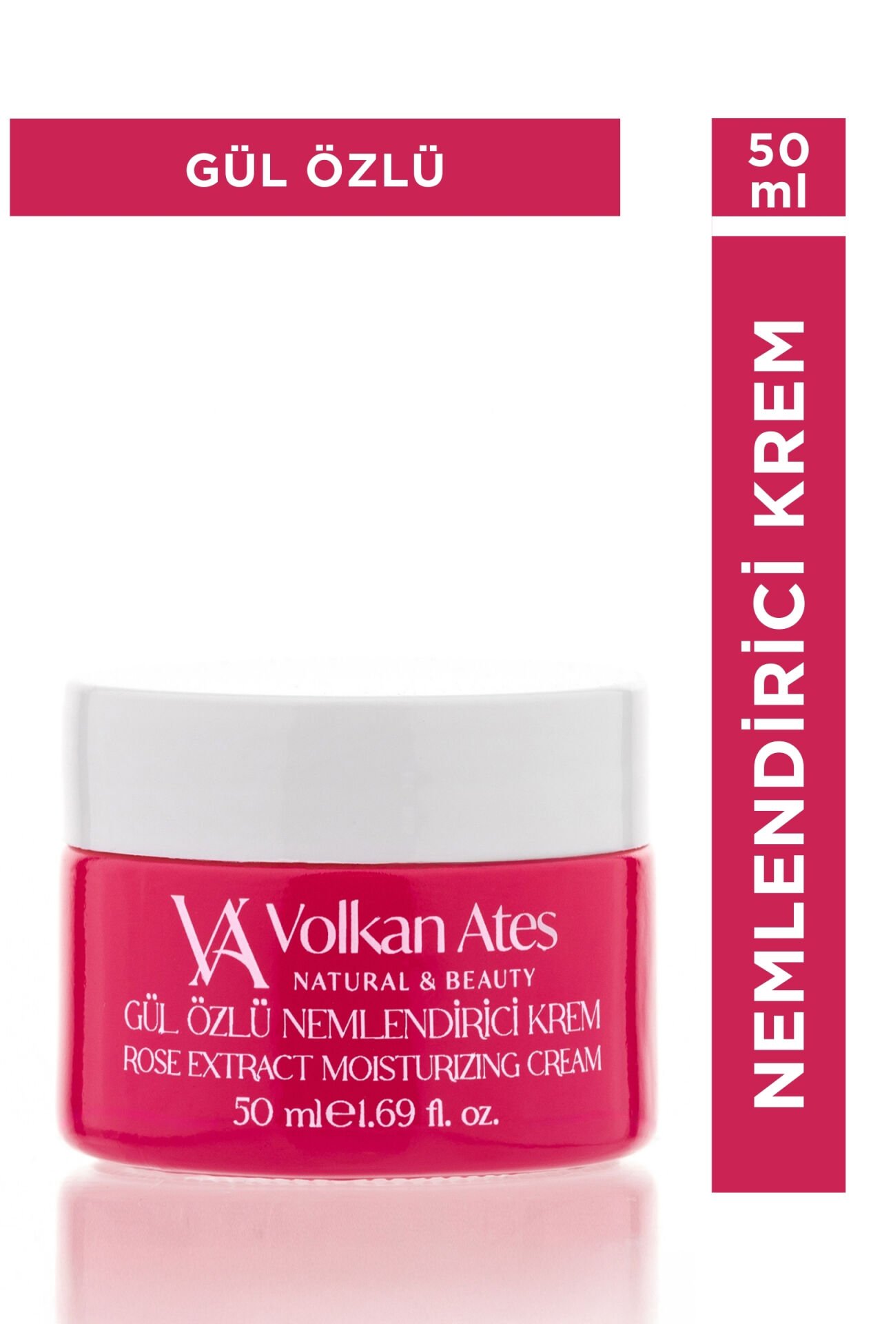 Volkan Ates Natural & Beauty Gül Özlü Nemlendirici Krem Cam Kavanoz 50 ml