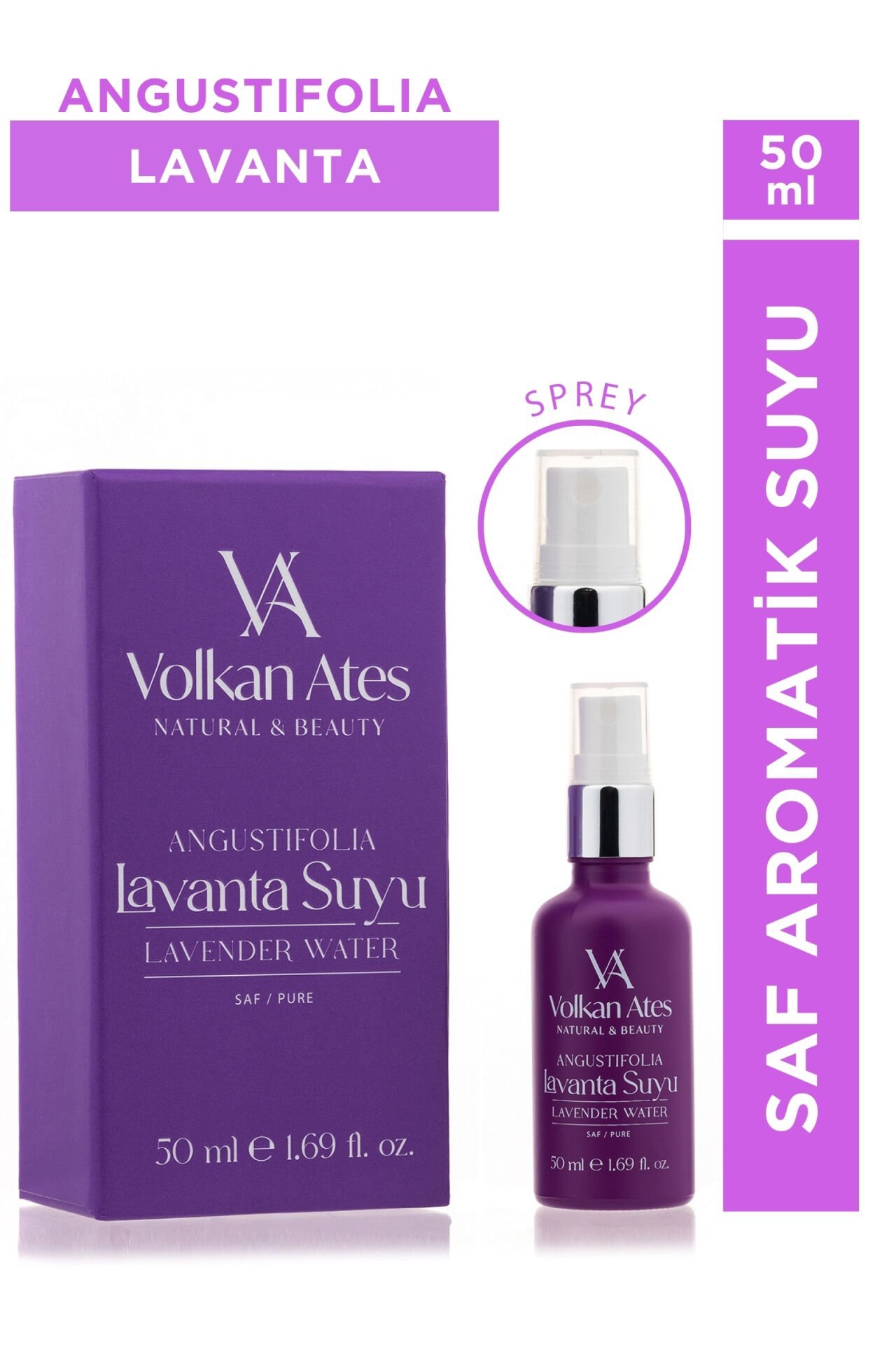 Volkan Ates Natural & Beauty Lavandula Angustifolia Saf Lavanta Suyu Sprey 50 ml
