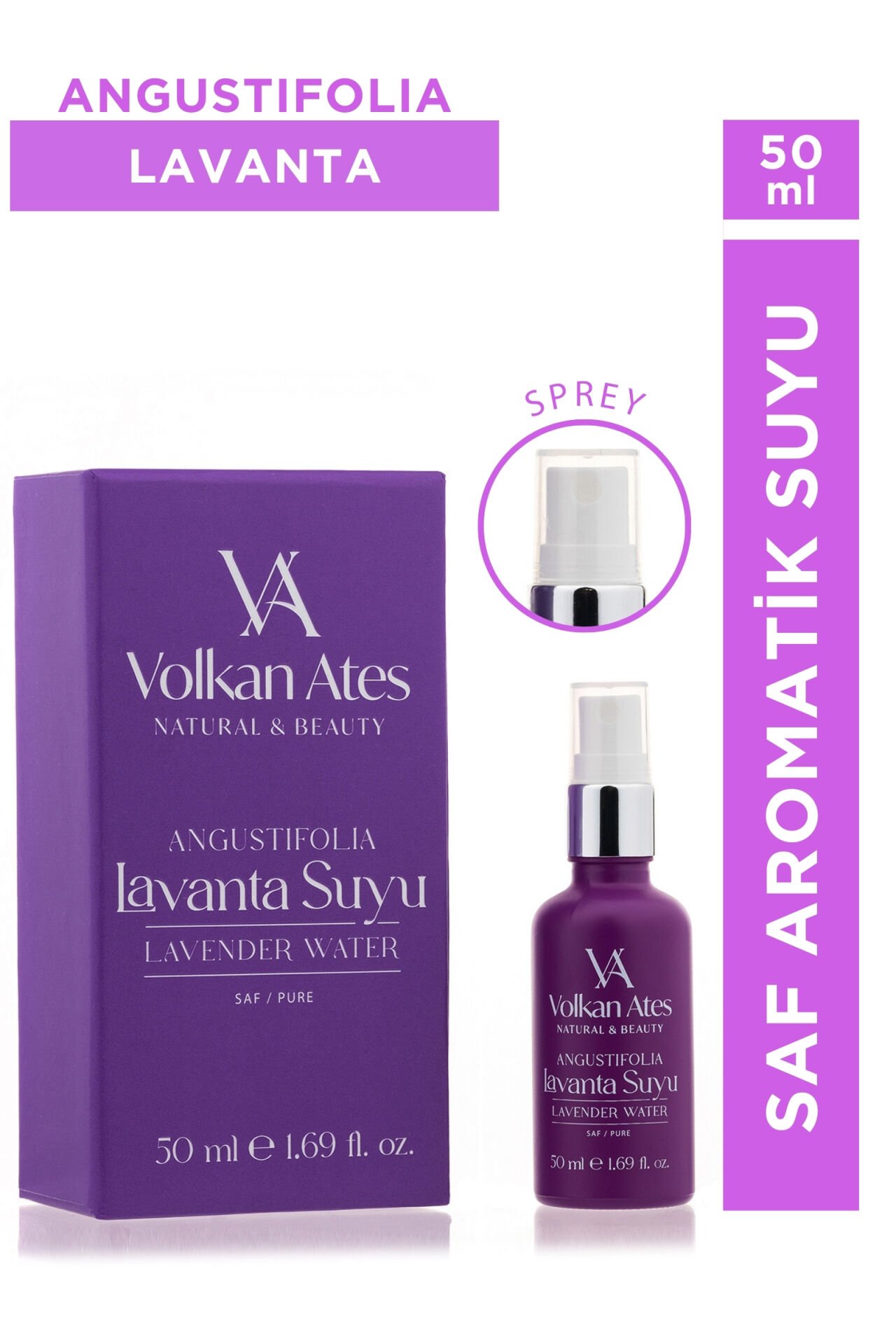 Volkan Ates Natural & Beauty Lavandula Angustifolia Saf Lavanta Suyu Sprey 50 ml