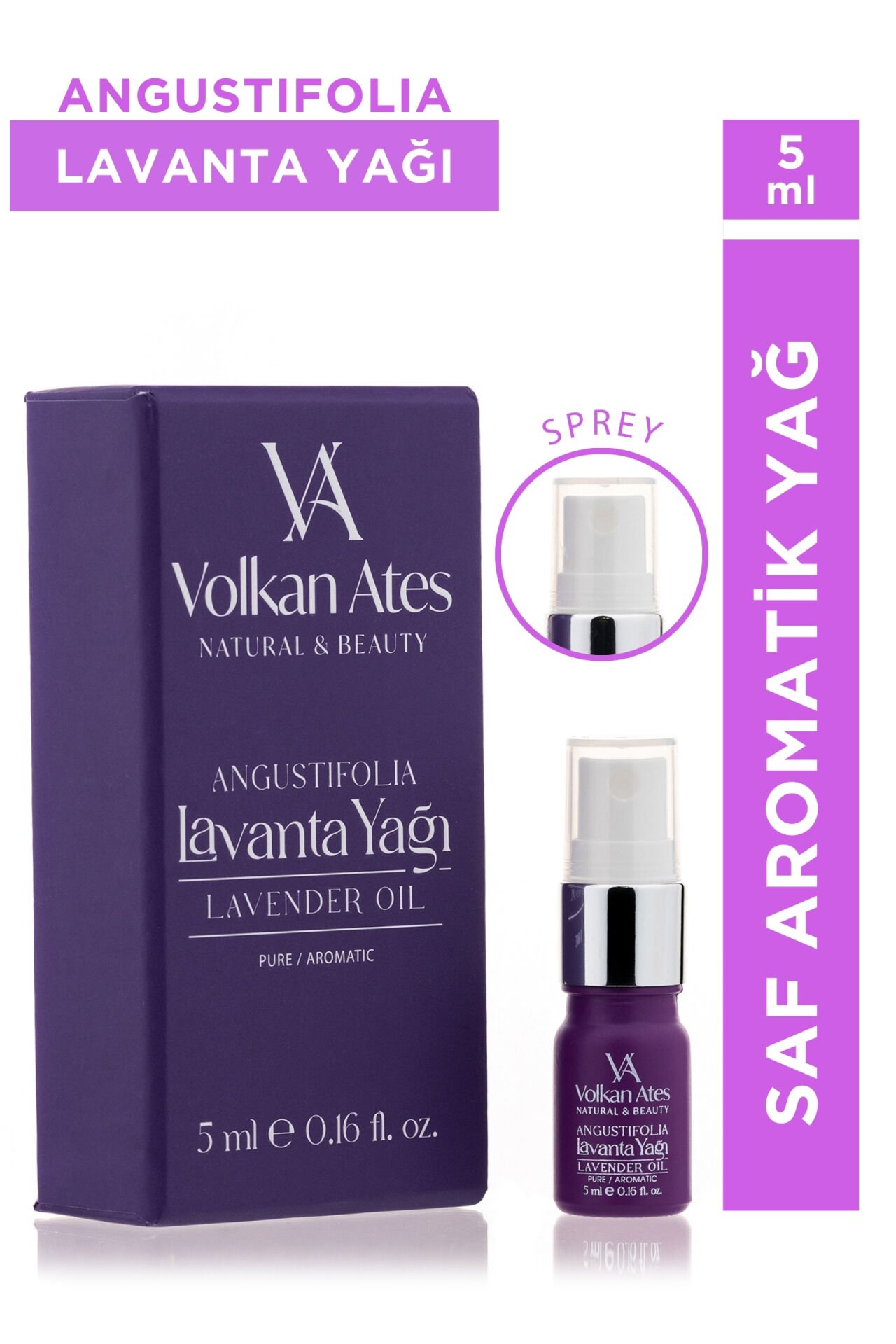Volkan Ates Natural & Beauty Lavandula Angustifolia Saf Lavanta Yağı Sprey 5 ml