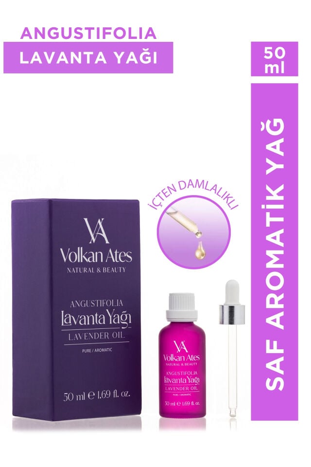 Volkan Ates Natural & Beauty Lavandula Angustifolia Saf Lavanta Yağı Cam Damlalıklı 50 ml
