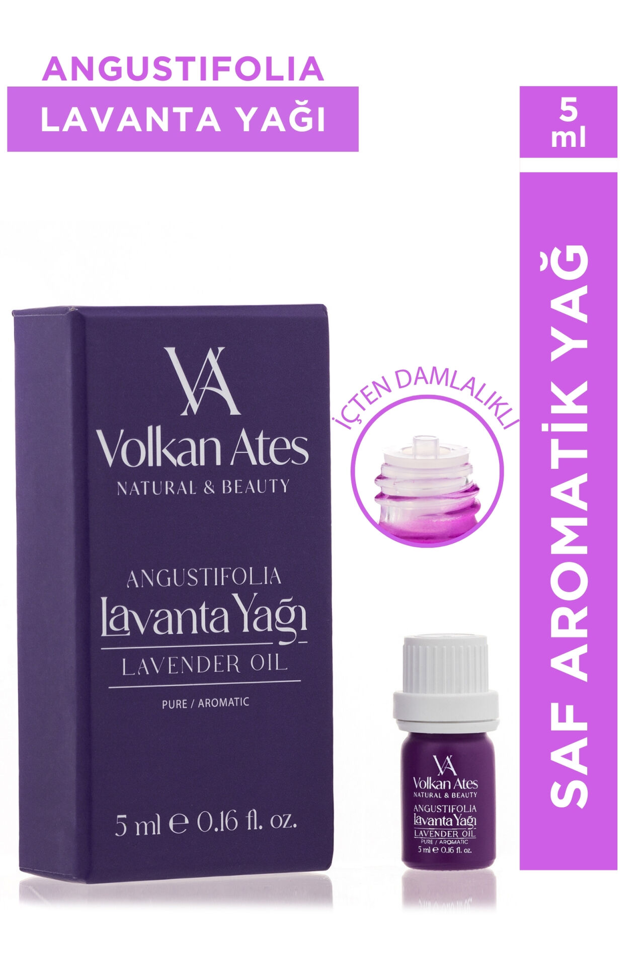 Volkan Ates Natural & Beauty Lavandula Angustifolia Saf Lavanta Yağı İçten Damlalıklı 5 ml