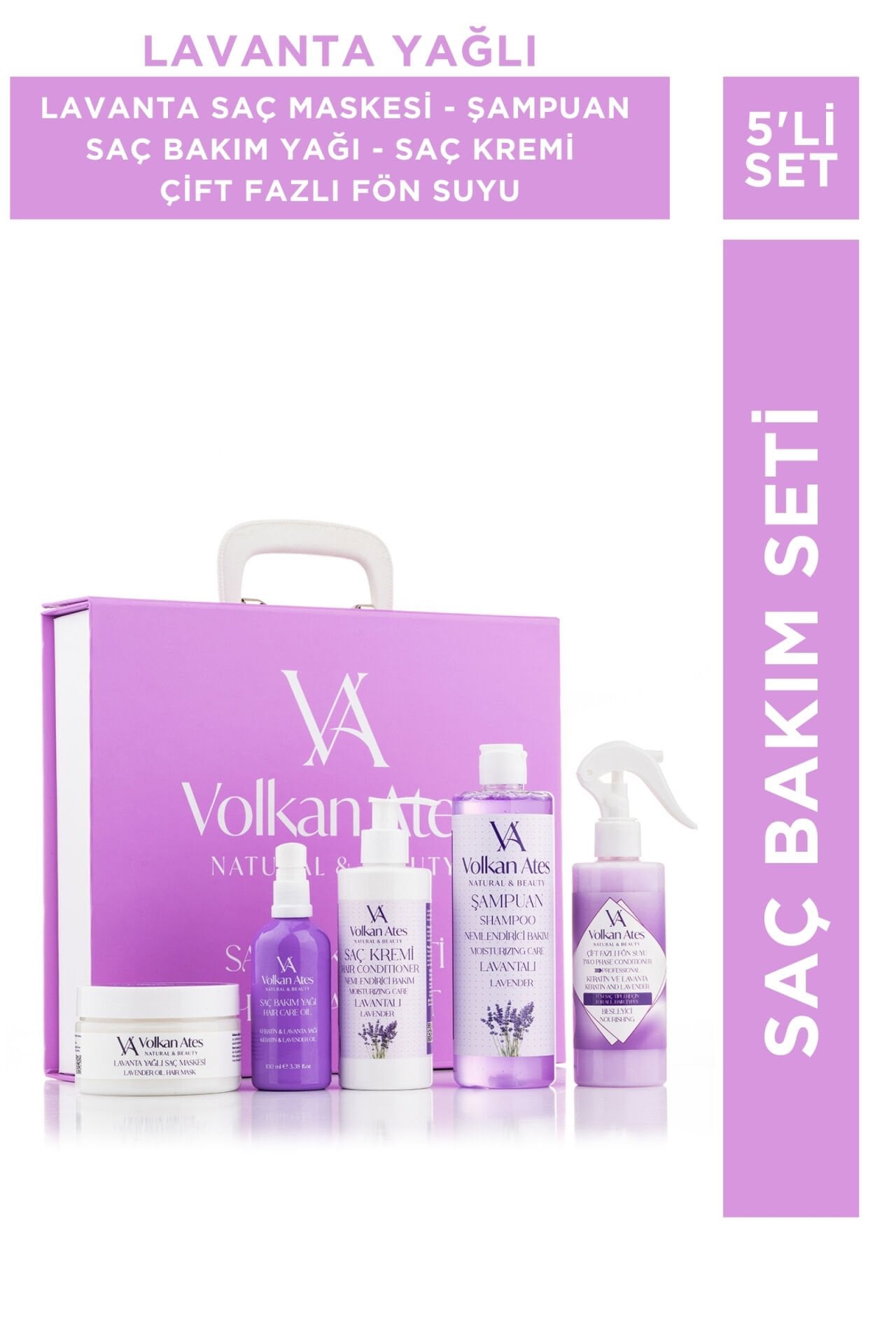 Saç Bakım Seti (Saç Maskesi - Şampuan - Saç Bakım Yağı - Saç Kremi - Çift Fazlı Fön Suyu)