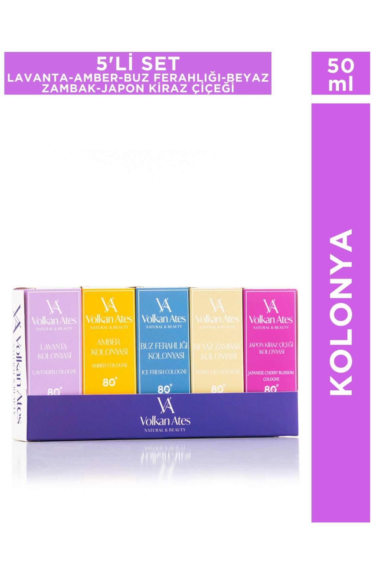 Volkan Ates Natural & Beauty 5'li Parfümlü Kolonya Seti 50 ml