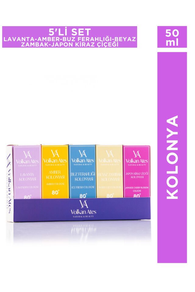 Volkan Ates Natural & Beauty 5'li Parfümlü Kolonya Seti 50 ml