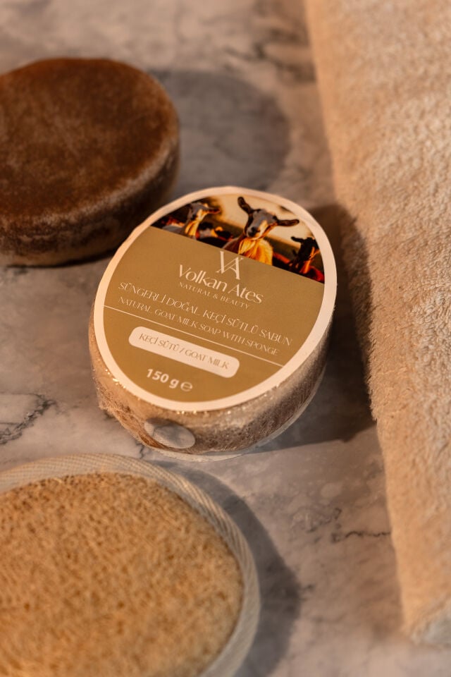 Volkan Ates Natural & Beauty Keçi Sütü Süngerli Doğal Sabun 150 gr