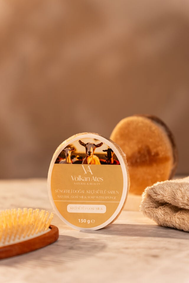 Volkan Ates Natural & Beauty Keçi Sütü Süngerli Doğal Sabun 150 gr