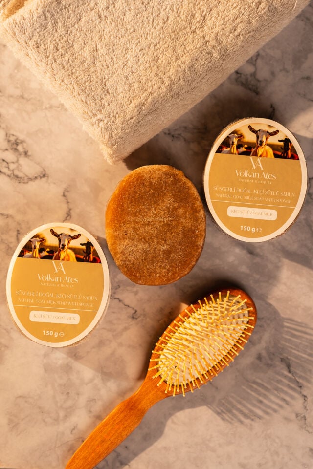 Volkan Ates Natural & Beauty Keçi Sütü Süngerli Doğal Sabun 150 gr
