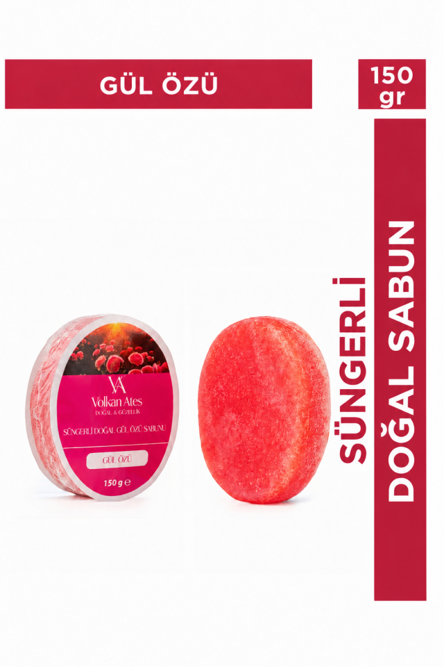 Volkan Ates Natural & Beauty Gül Özlü Süngerli Doğal Sabun 150 gr