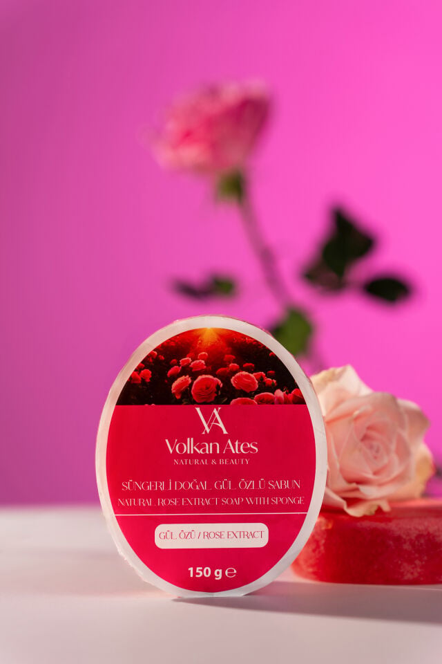 Volkan Ates Natural & Beauty Gül Özlü Süngerli Doğal Sabun 150 gr