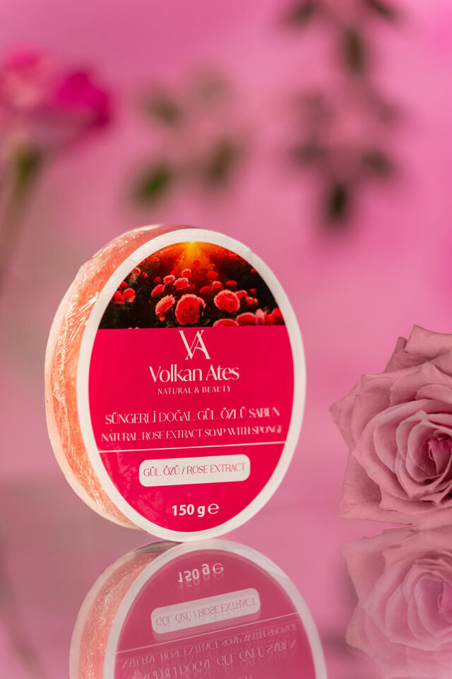 Volkan Ates Natural & Beauty Gül Özlü Süngerli Doğal Sabun 150 gr