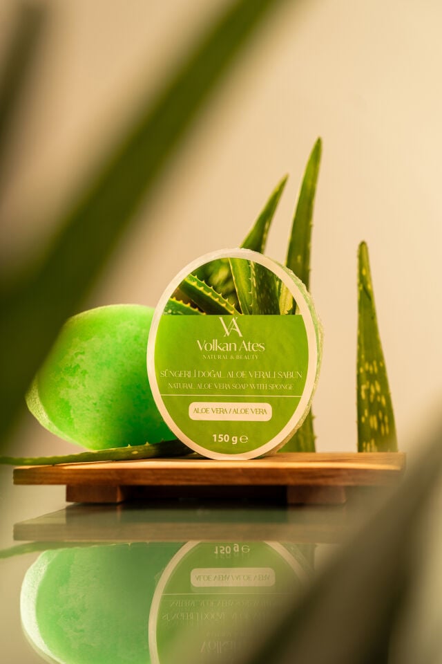 Volkan Ates Natural & Beauty Aloe Vera Süngerli Doğal Sabun 150 gr
