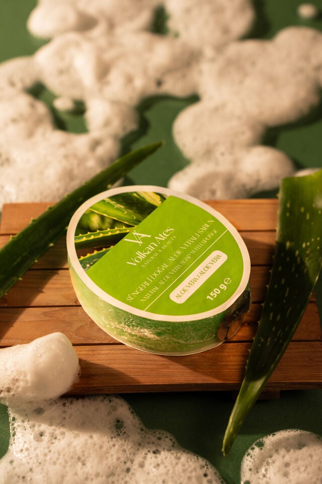 Volkan Ates Natural & Beauty Aloe Vera Süngerli Doğal Sabun 150 gr