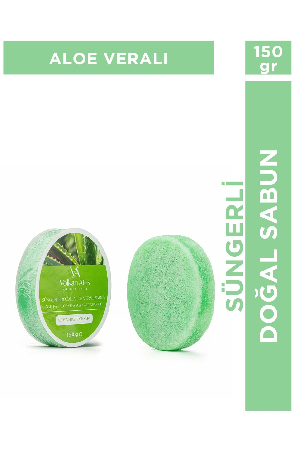 Volkan Ates Natural & Beauty Aloe Vera Süngerli Doğal Sabun 150 gr