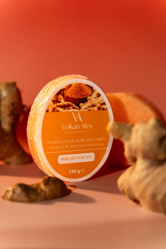 Volkan Ates Natural & Beauty Kojik Asit Süngerli Doğal Sabun 150 gr
