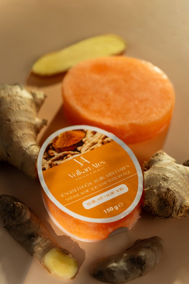 Volkan Ates Natural & Beauty Kojik Asit Süngerli Doğal Sabun 150 gr