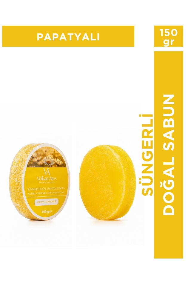 Volkan Ates Natural & Beauty Papatya Yağlı Süngerli Doğal Sabun 150 gr