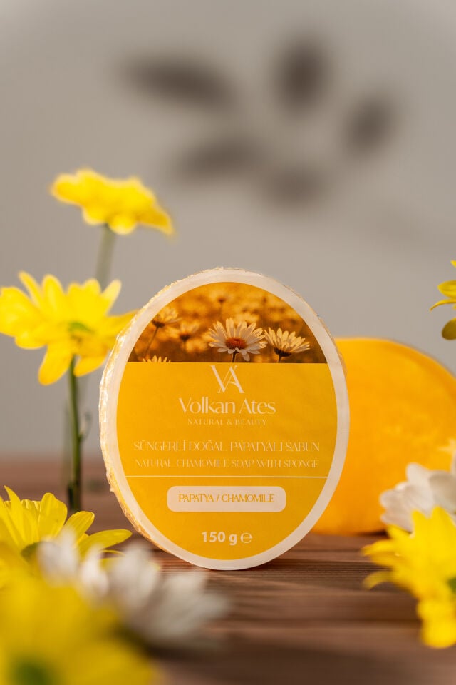 Volkan Ates Natural & Beauty Papatya Yağlı Süngerli Doğal Sabun 150 gr