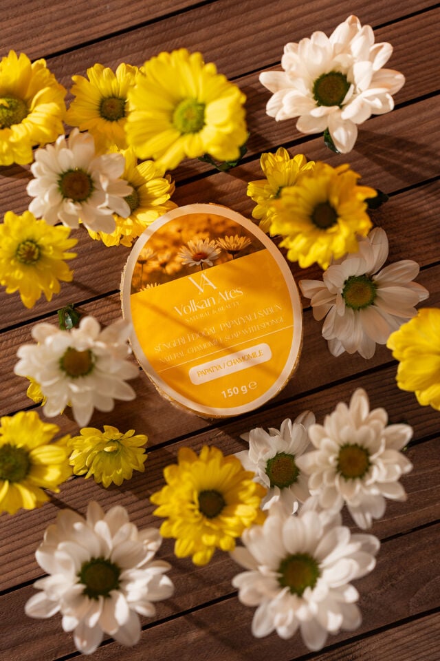 Volkan Ates Natural & Beauty Papatya Yağlı Süngerli Doğal Sabun 150 gr