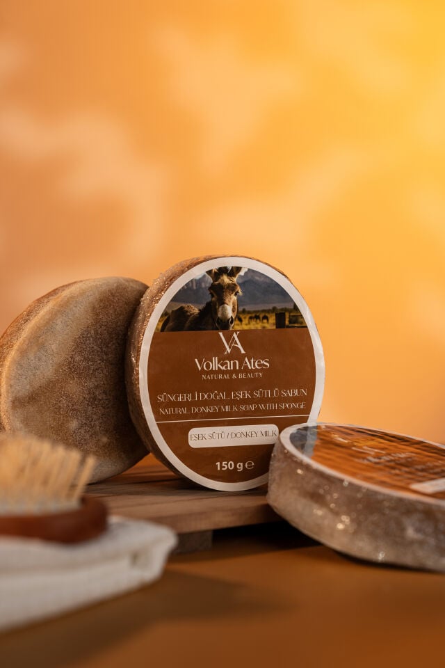Volkan Ates Natural & Beauty Eşek Sütü Süngerli Doğal Sabun 150 gr