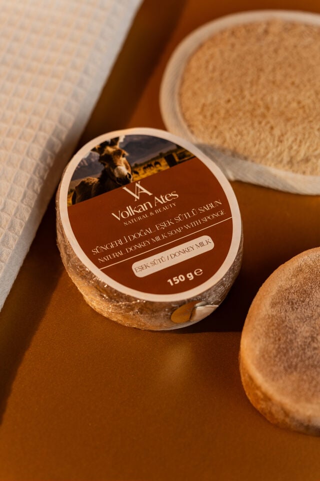 Volkan Ates Natural & Beauty Eşek Sütü Süngerli Doğal Sabun 150 gr