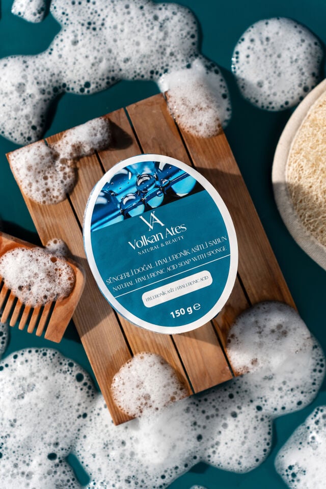 Volkan Ates Natural & Beauty Hyaluronik Asit Süngerli Doğal Sabun 150 gr