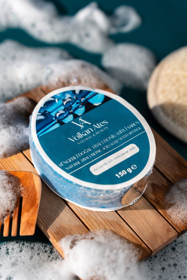 Volkan Ates Natural & Beauty Hyaluronik Asit Süngerli Doğal Sabun 150 gr