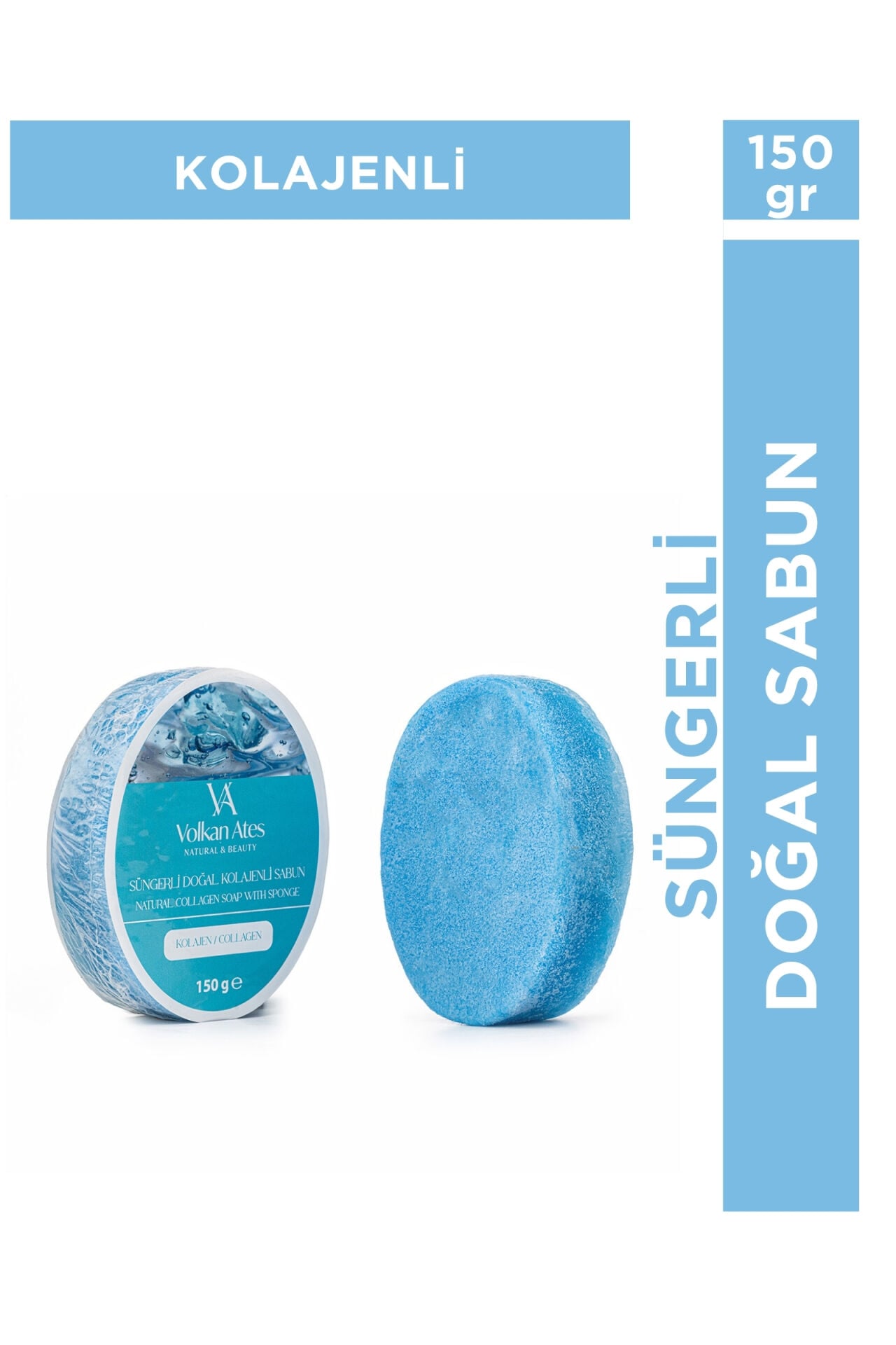 Volkan Ates Natural & Beauty Kolajen Süngerli Doğal Sabun 150 gr