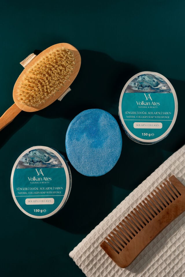 Volkan Ates Natural & Beauty Kolajen Süngerli Doğal Sabun 150 gr